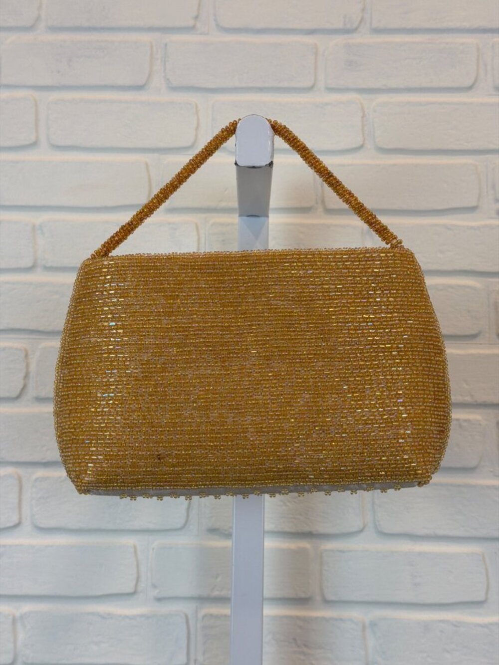 Beaded Gold Evening Bag Satin Small Handbag